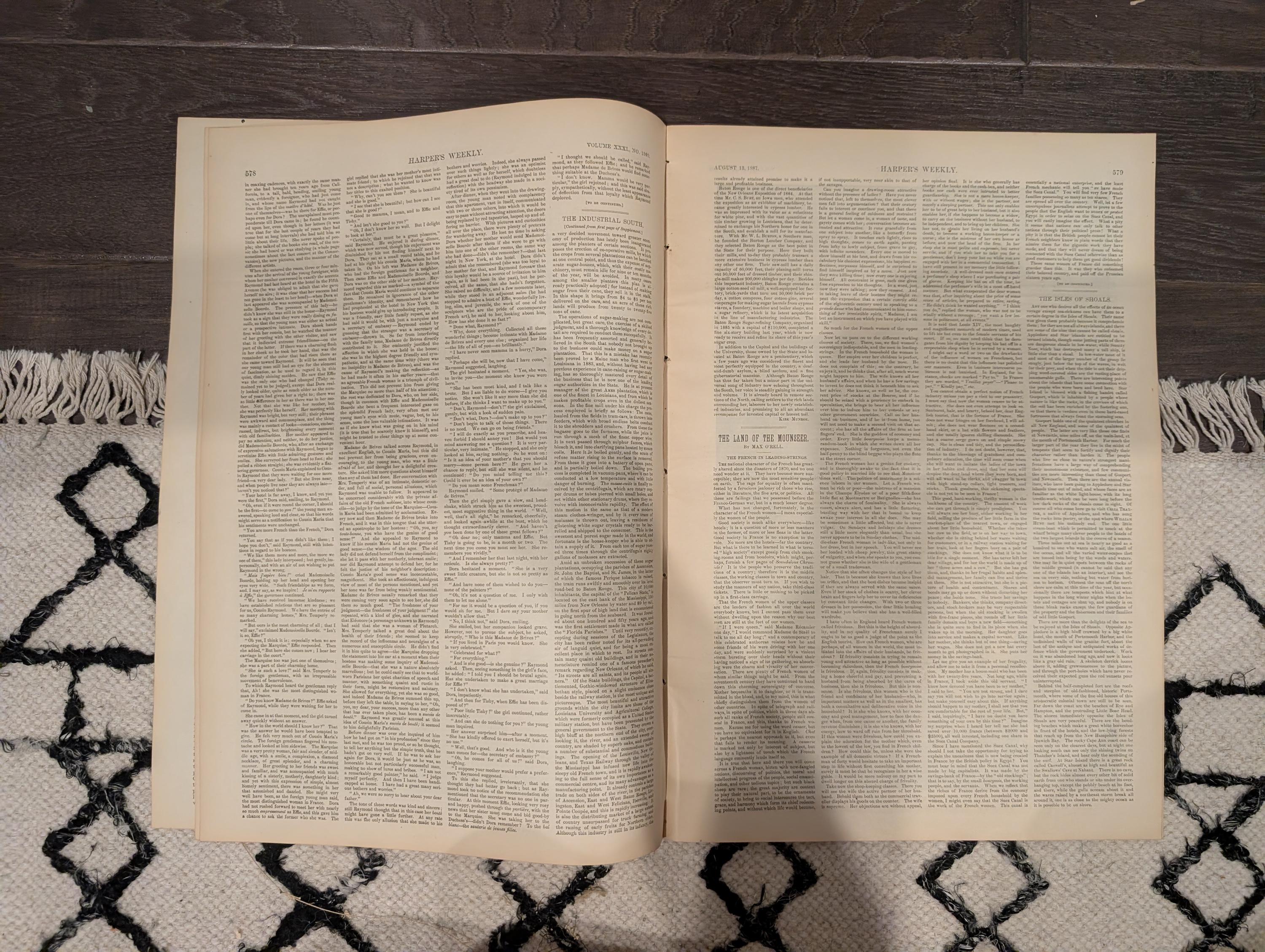Harper’s Weekly – August 13, 1887 – Packing Peaches, March to Peekskill, New Hampshire Coast, Newfoundland Bait Fishing – Complete Issue