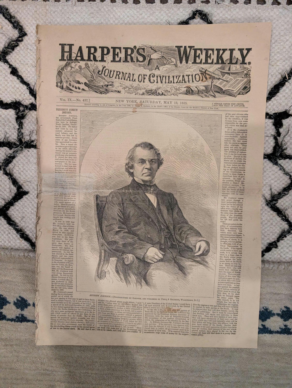 1865 Capture of Booth Harper's Weekly May 13 Lincoln Funeral Procession