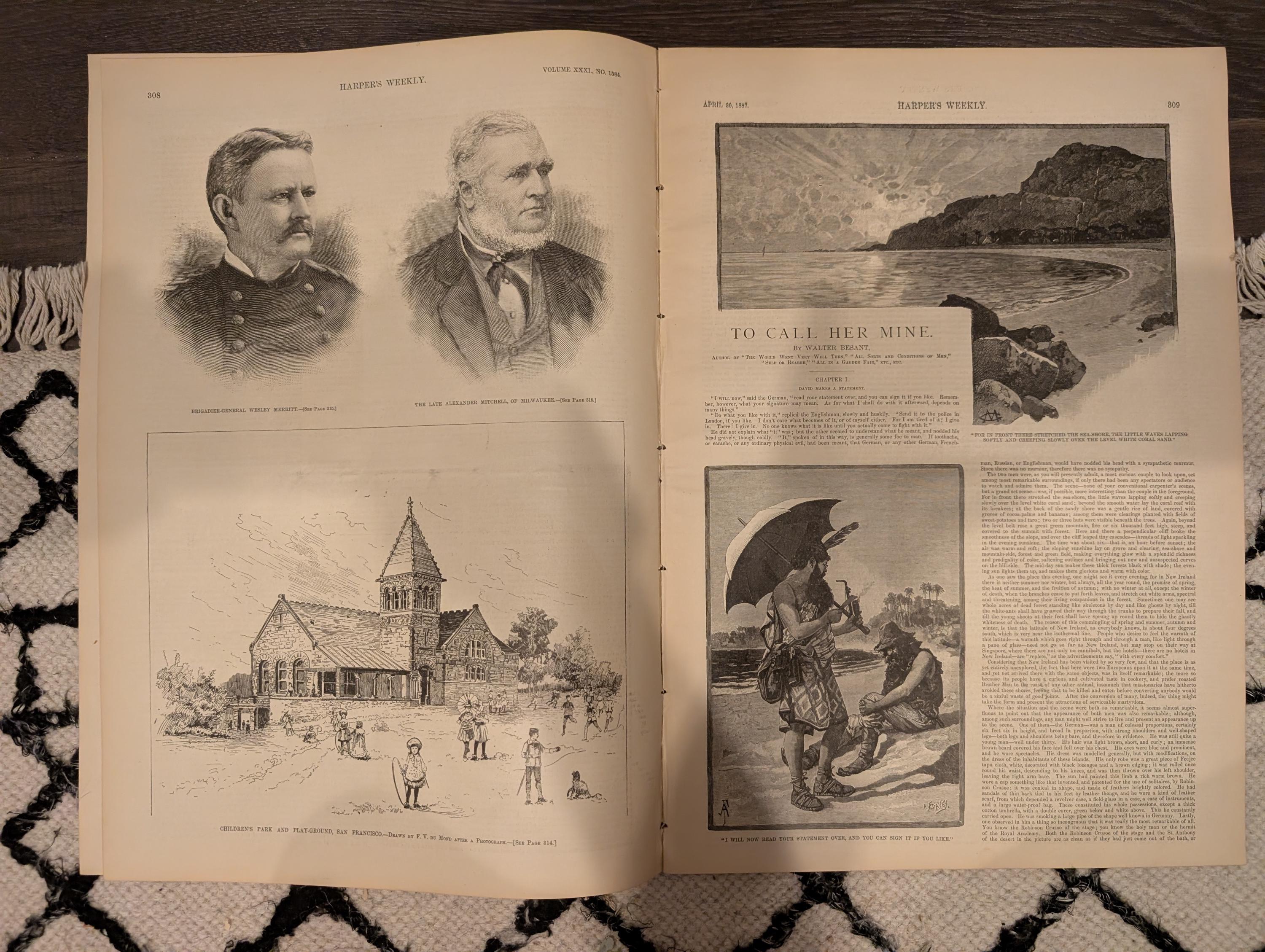 Harper’s Weekly April 30 1887 – Cliff House & Sutro Park, Mt. Shasta, Columbia Maypole Cover, San Francisco Views