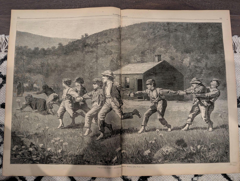 Harper’s Weekly — September 20, 1873 — Winslow Homer “Snap the Whip” — Original Antique Newspaper