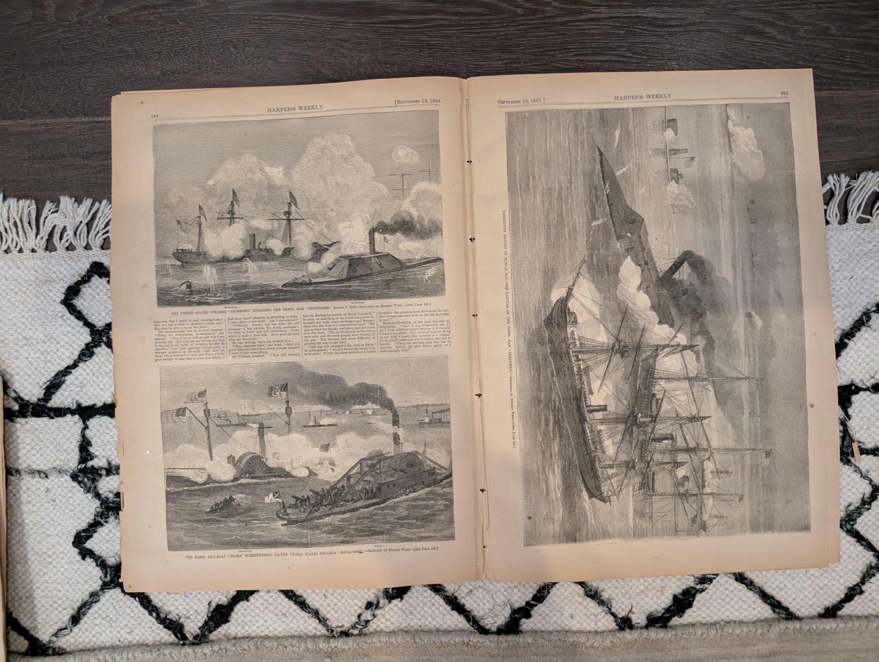 1864 Forrest's Memphis Raid Harper's Weekly September 10 Mobile Bay Victory