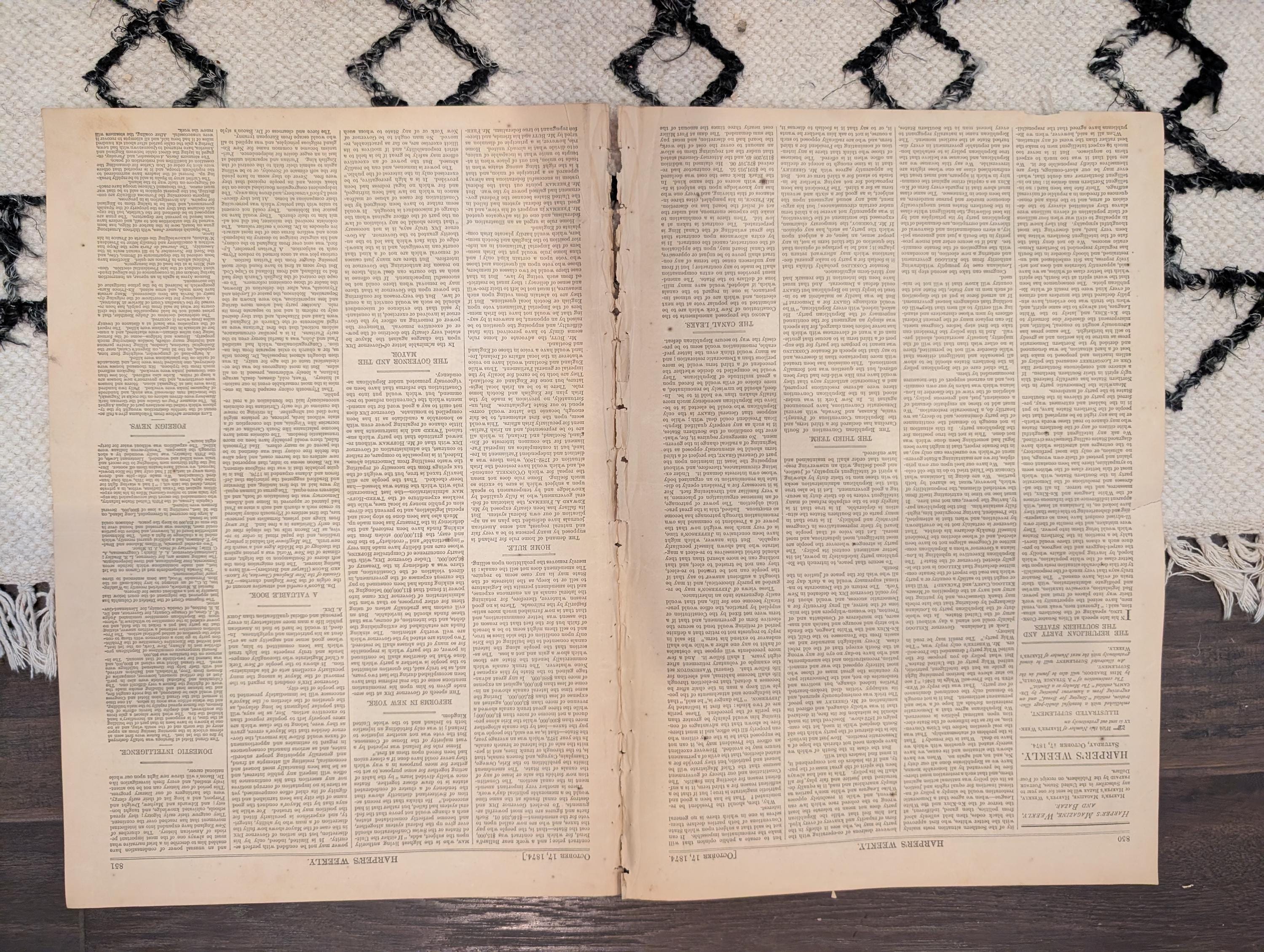 1874 Nast Colorado Murder, Liberty Centerfold, Ireland-America — Oct 17