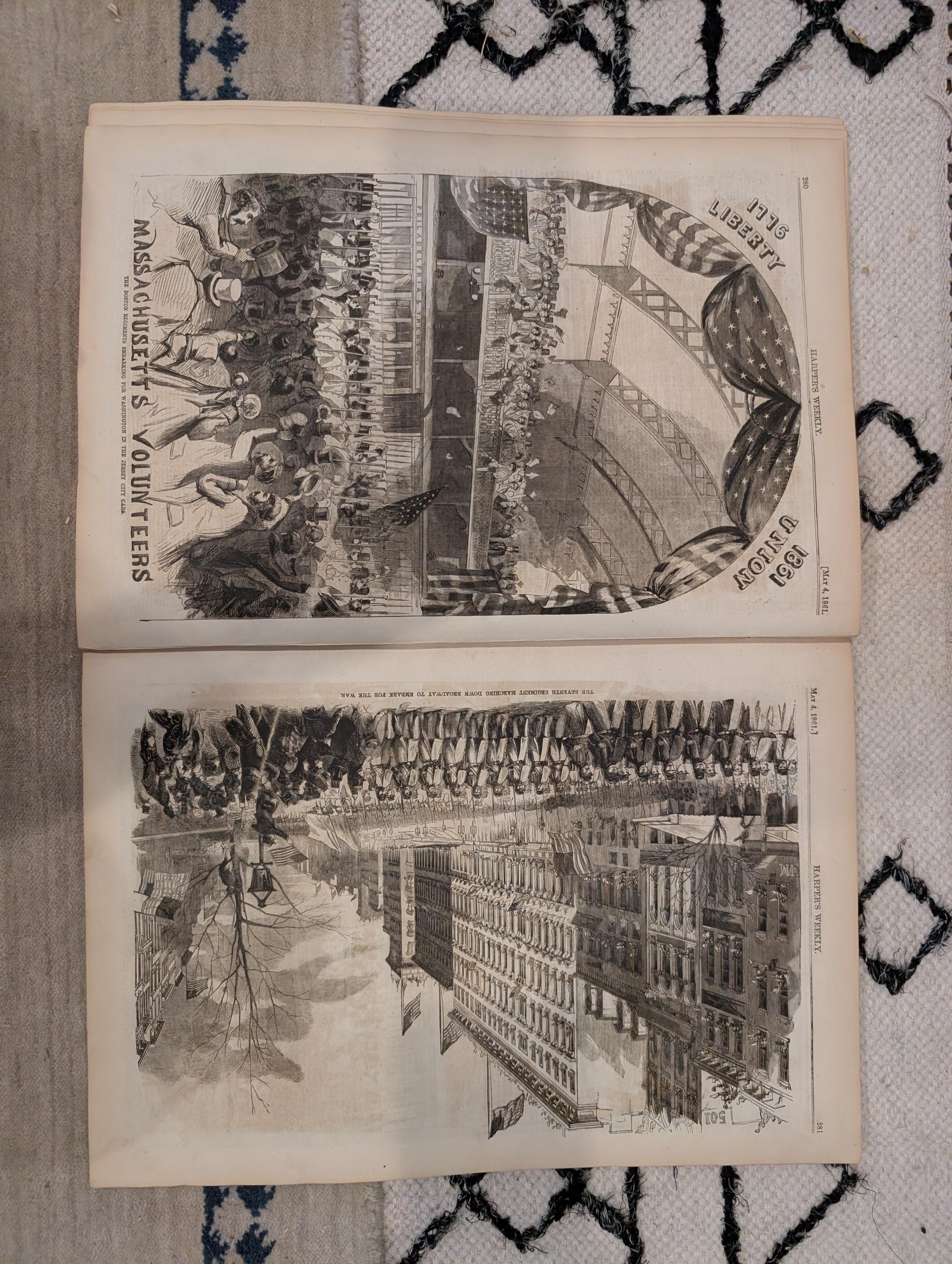 1861 Charleston House-Tops Harper's Weekly May 04 First Blood Baltimore