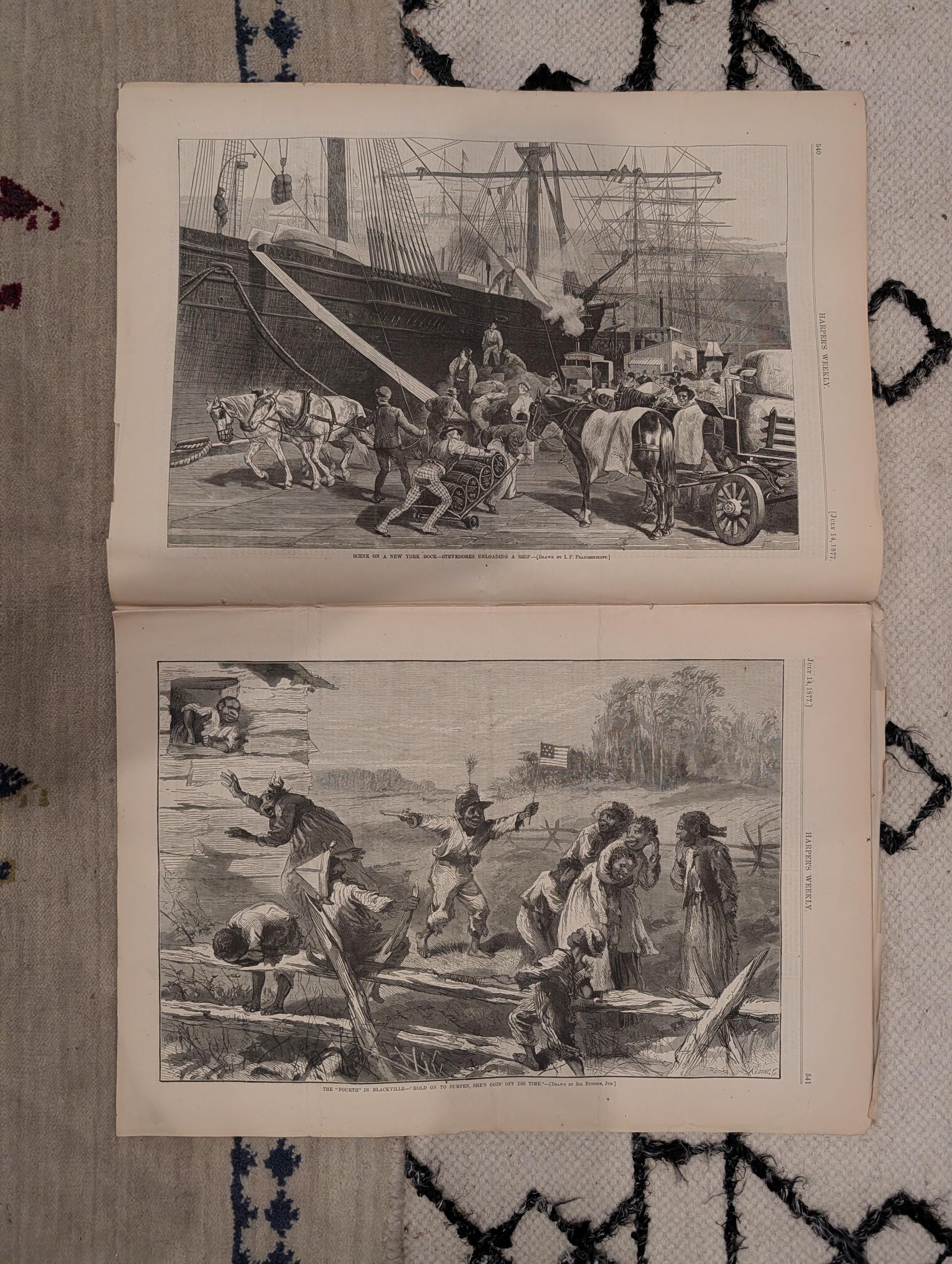 1877 Black Family 4th of July, Paul Jones Victory, Nast, Gambetta — Jul 14