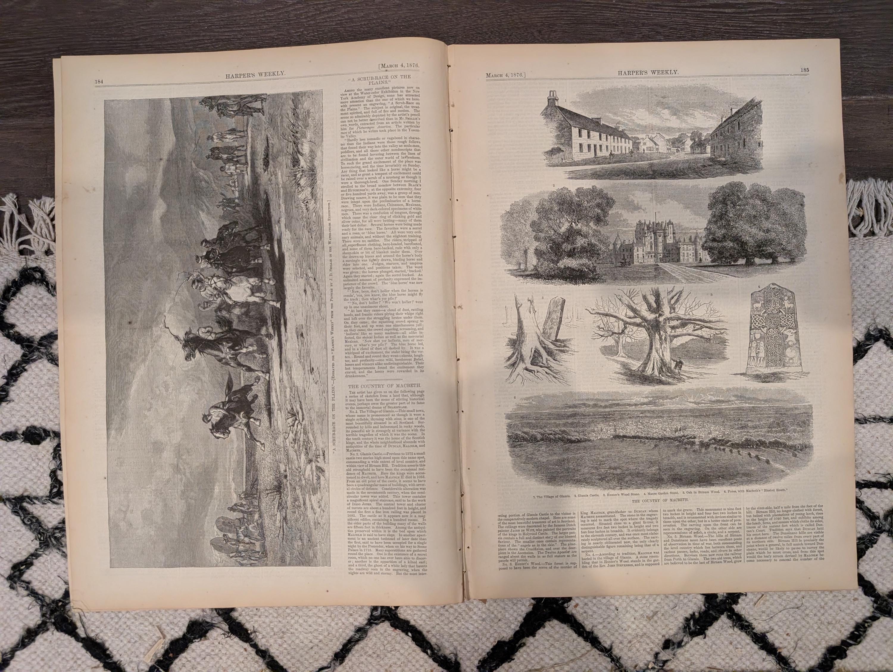 Harper’s Weekly Mar 4 1876 – Molly Maguires, Thomas Nast Cover, Fire Patrol, Centennial Plaza, Complete + Supplement