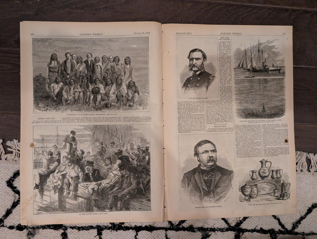 Harper’s Weekly – August 22, 1868 – American Indians • Long Branch Beach • Fishermen of Nauvoo • Ostrich Hunting