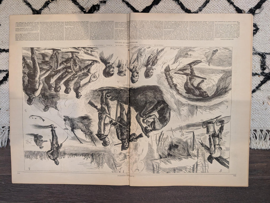 1881 Nast "Death to Monopoly," Moose Hunting Canada, Obelisk Central Park — Feb 12