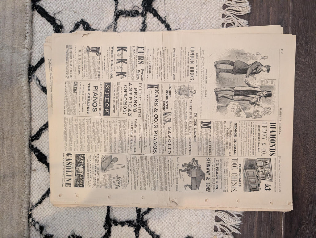 1871 Harper's Weekly Thomas Nast Santa Claus, Witchcraft Centerfold, Christmas, Dec 30
