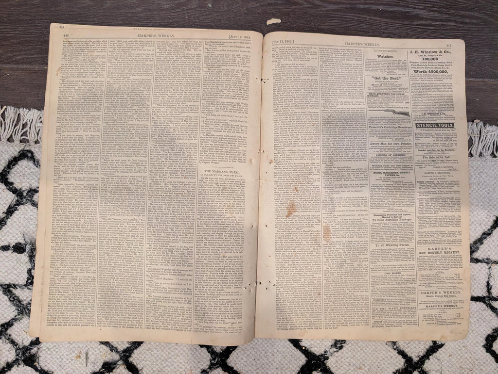 Harper’s Weekly – July 12, 1862 • Two Winslow Homer Prints • Bayonet Charge • Surgeon at Work • Butler’s New Orleans Proclamation Cartoons