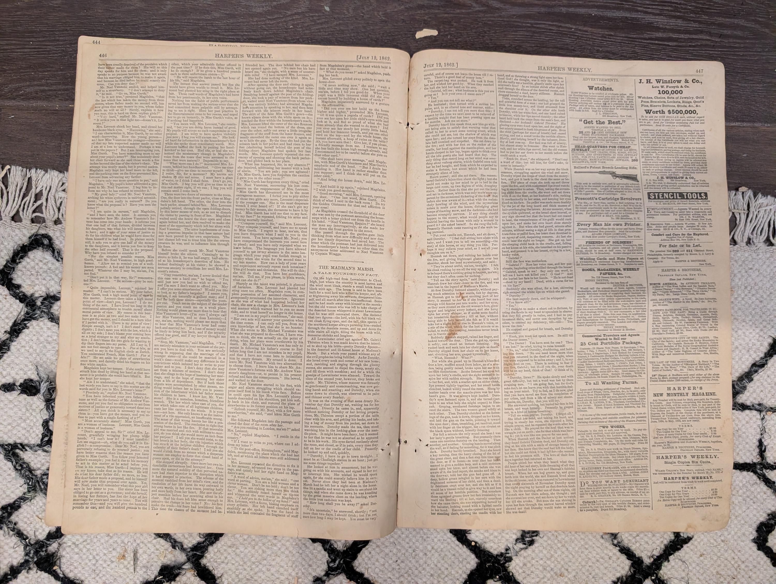 Harper’s Weekly – July 12, 1862 • Two Winslow Homer Prints • Bayonet Charge • Surgeon at Work • Butler’s New Orleans Proclamation Cartoons