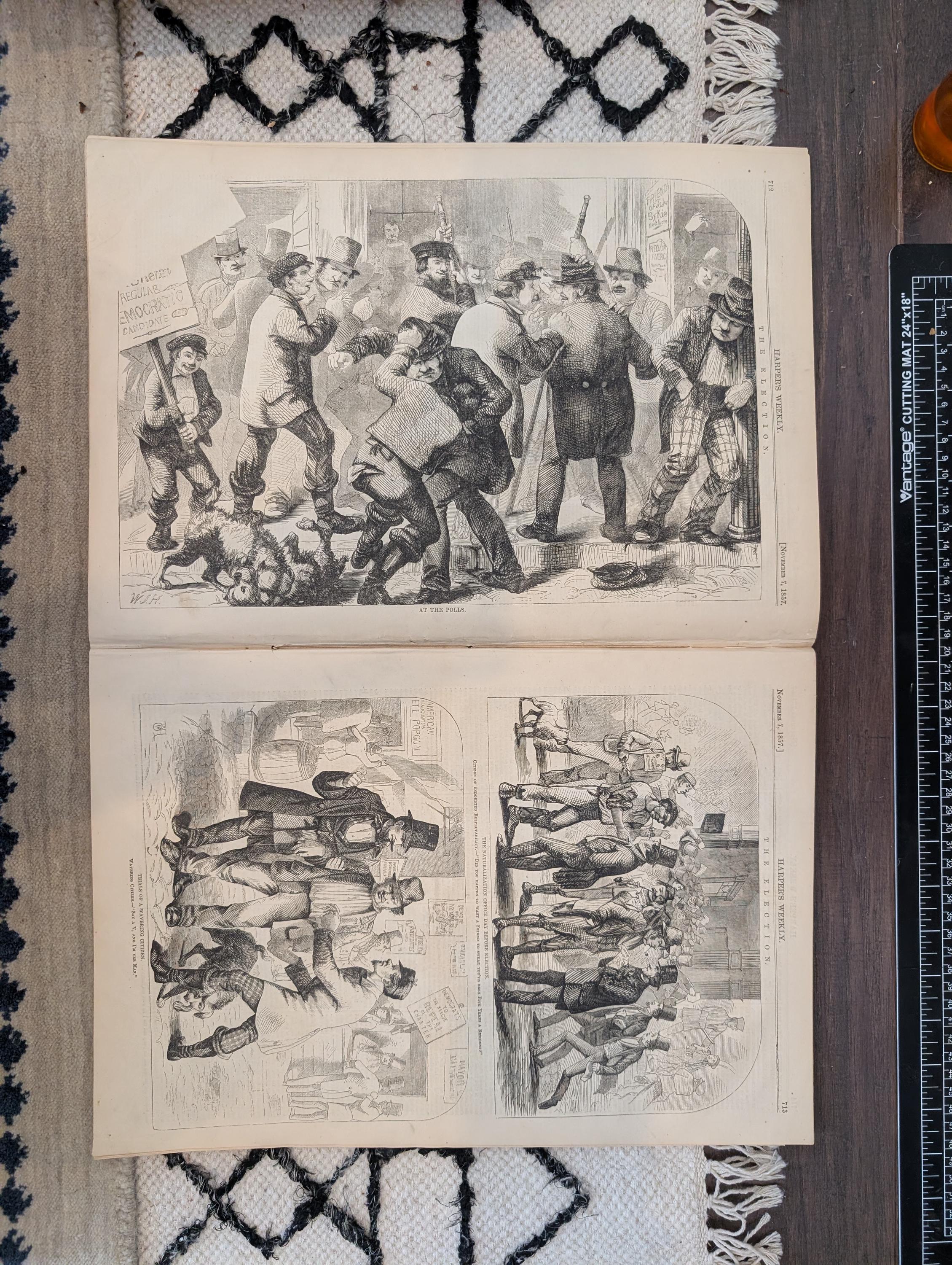 1857 Charles Dickens Harper's Weekly November 07 Election Day At The Polls