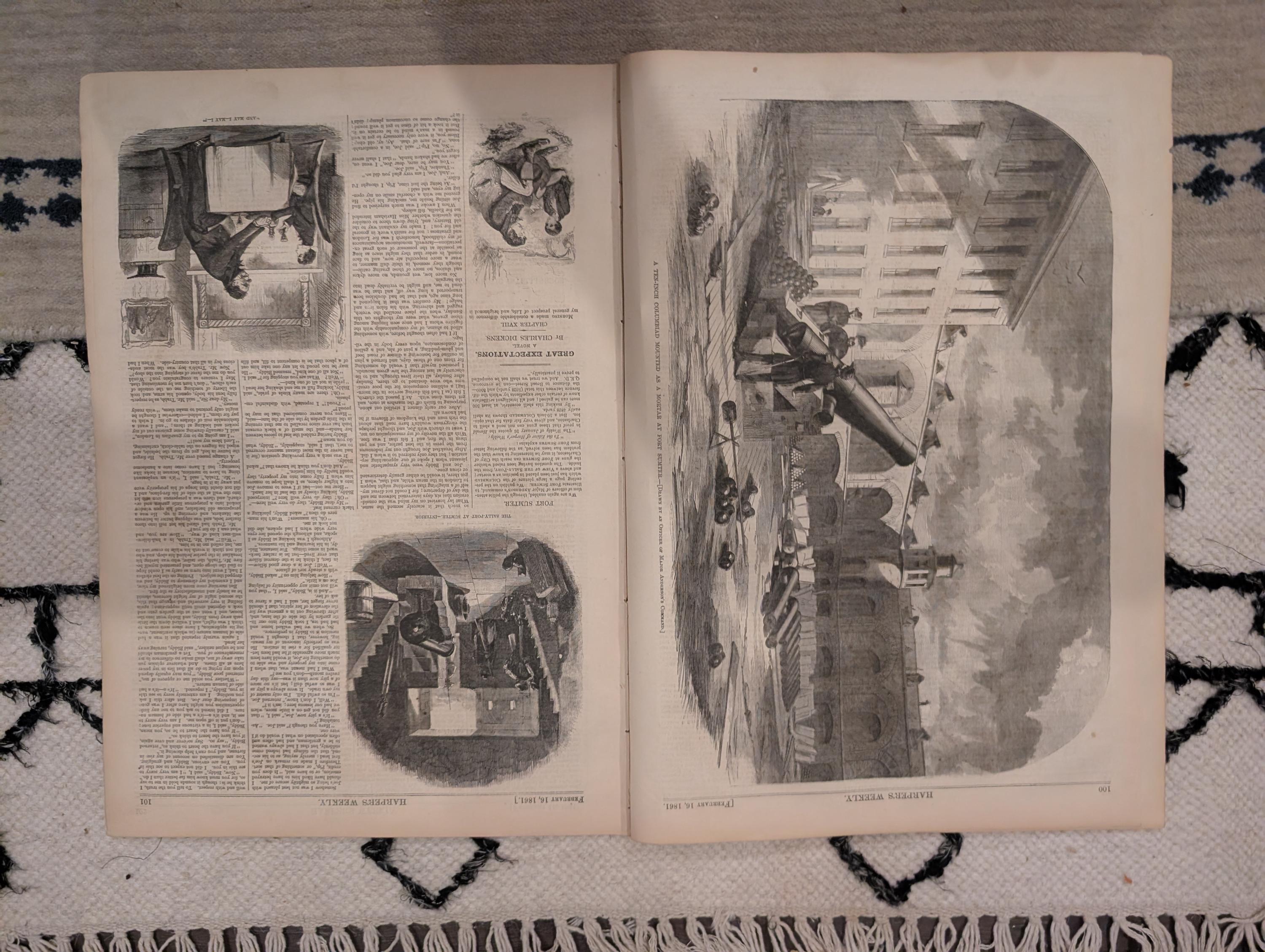 1861 Saint Valentine's Day Harper's Weekly Feb 16 Fort Sumter New Orleans