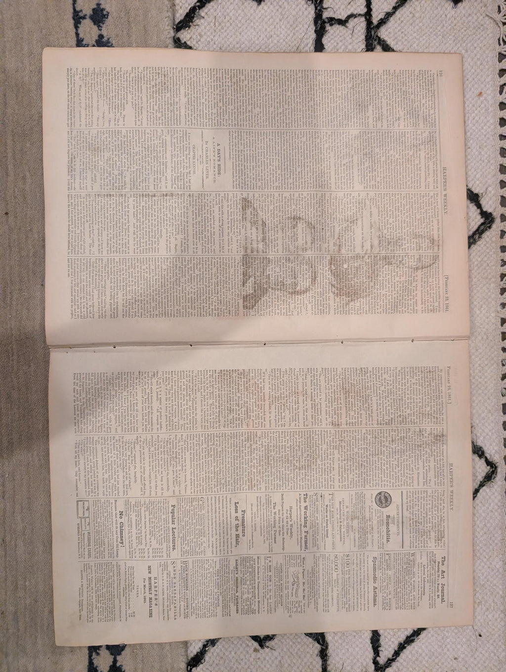 1861 Lincoln Speeches Map of North & South Harper's Weekly Feb 23 Davis Stephens