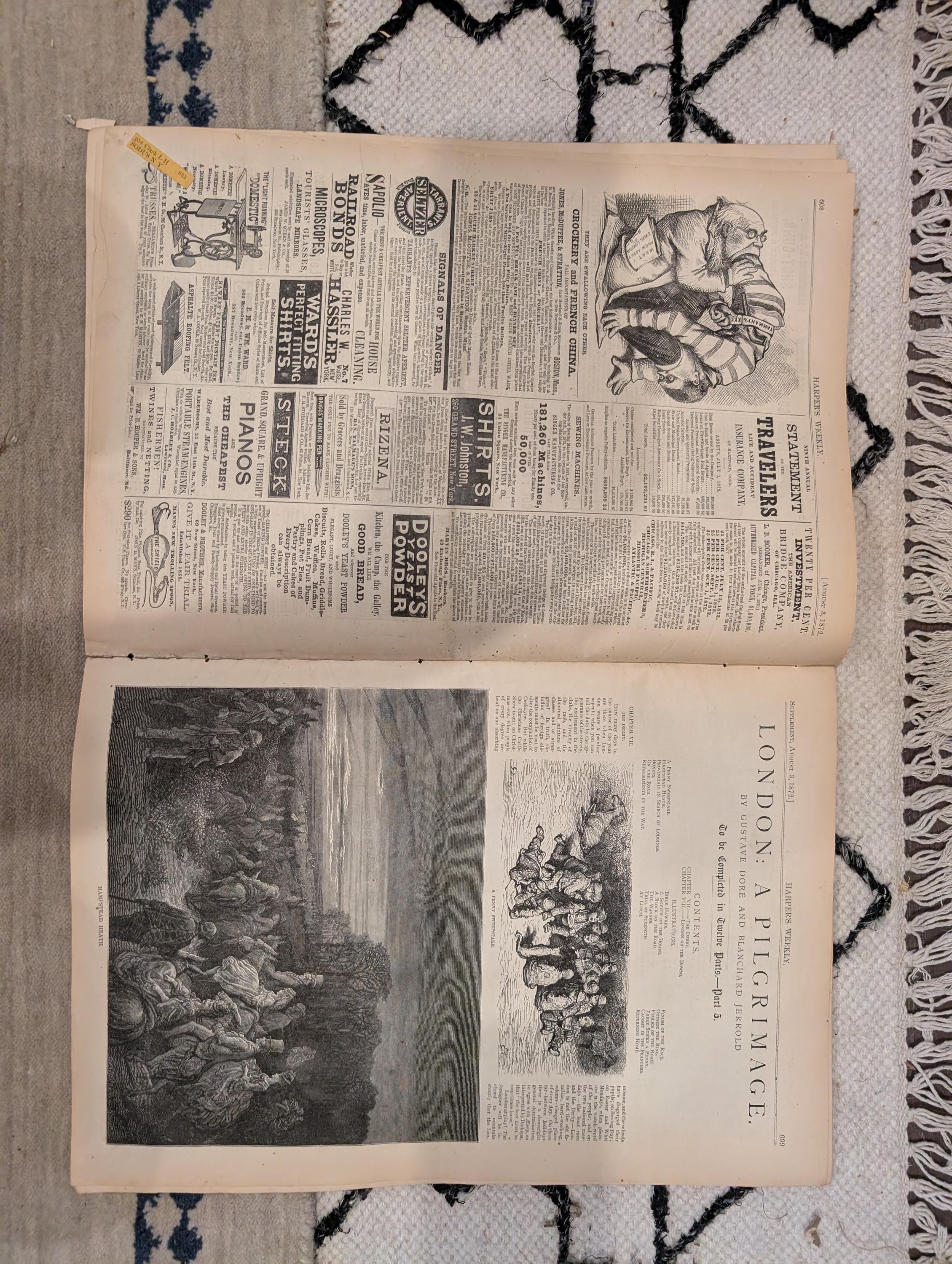1872 Baltimore Nast Harper's Weekly Aug 03 Grant Education Picnics