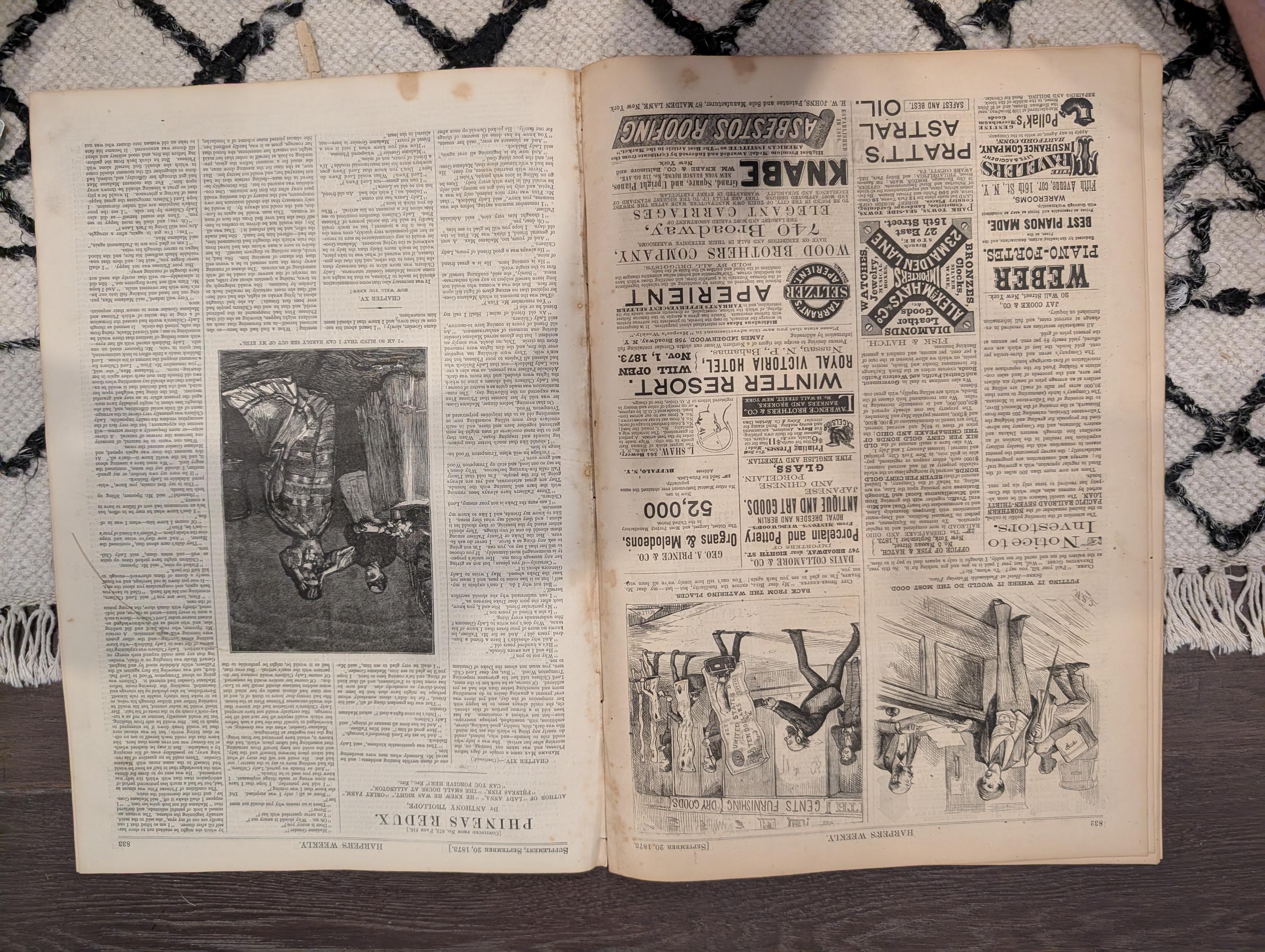 Harper’s Weekly — September 20, 1873 — Winslow Homer “Snap the Whip” — Original Antique Newspaper