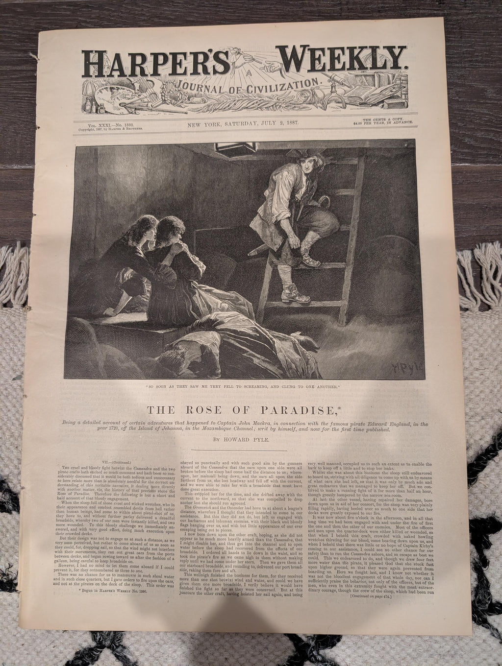 Harper’s Weekly — July 2, 1887 — Military Encampment Scenes, Yachting, Mexican Coast, Famous Jacob Sharp Trial, Howard Pyle, Architecture &