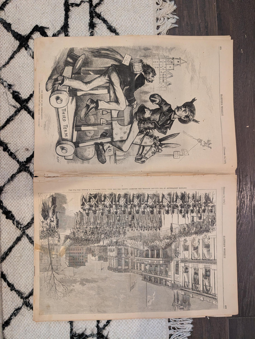 1874 Nast KKK "Worse Than Slavery," Grant Cartoon, Egypt Pyramids — Oct 24