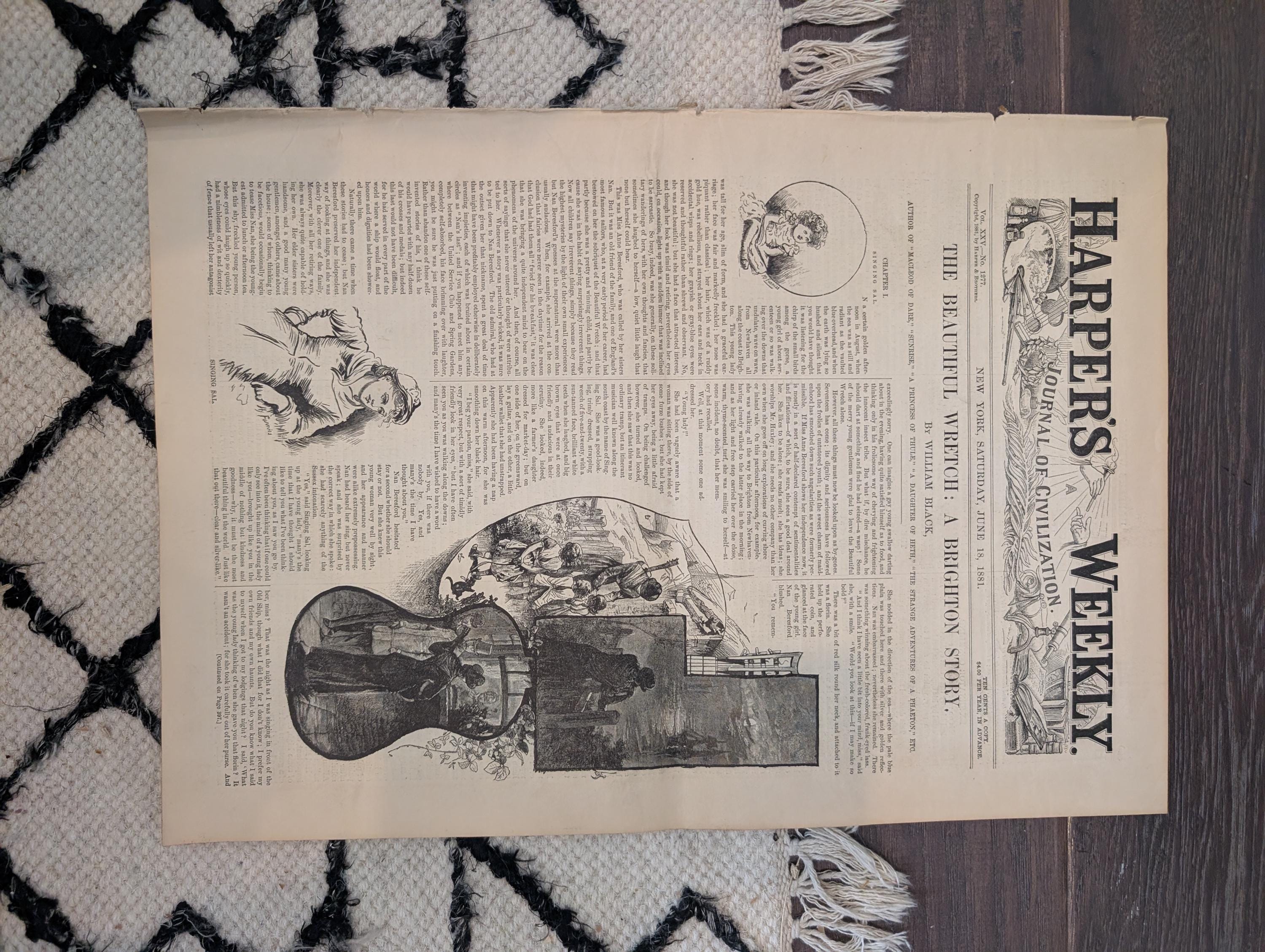 1881 Ohio River Paddlewheeler, Victoria Steamboat Wreck, Bicycle Parade, Nast — Jun 18