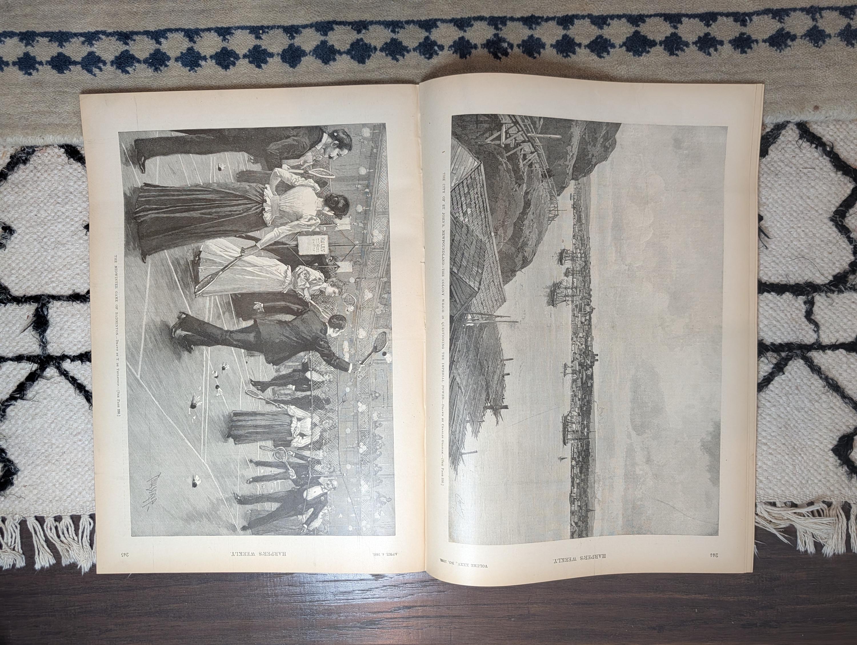 1891 Remington Indian Fishing Front Page, J. Bruce Ismay Pre-Titanic, Badminton — Apr 4