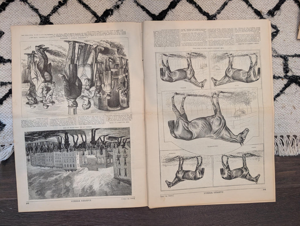 1881 Nast "Our Stumbling Block," Ischia Earthquake, Shad Fishing Delaware — Apr 30